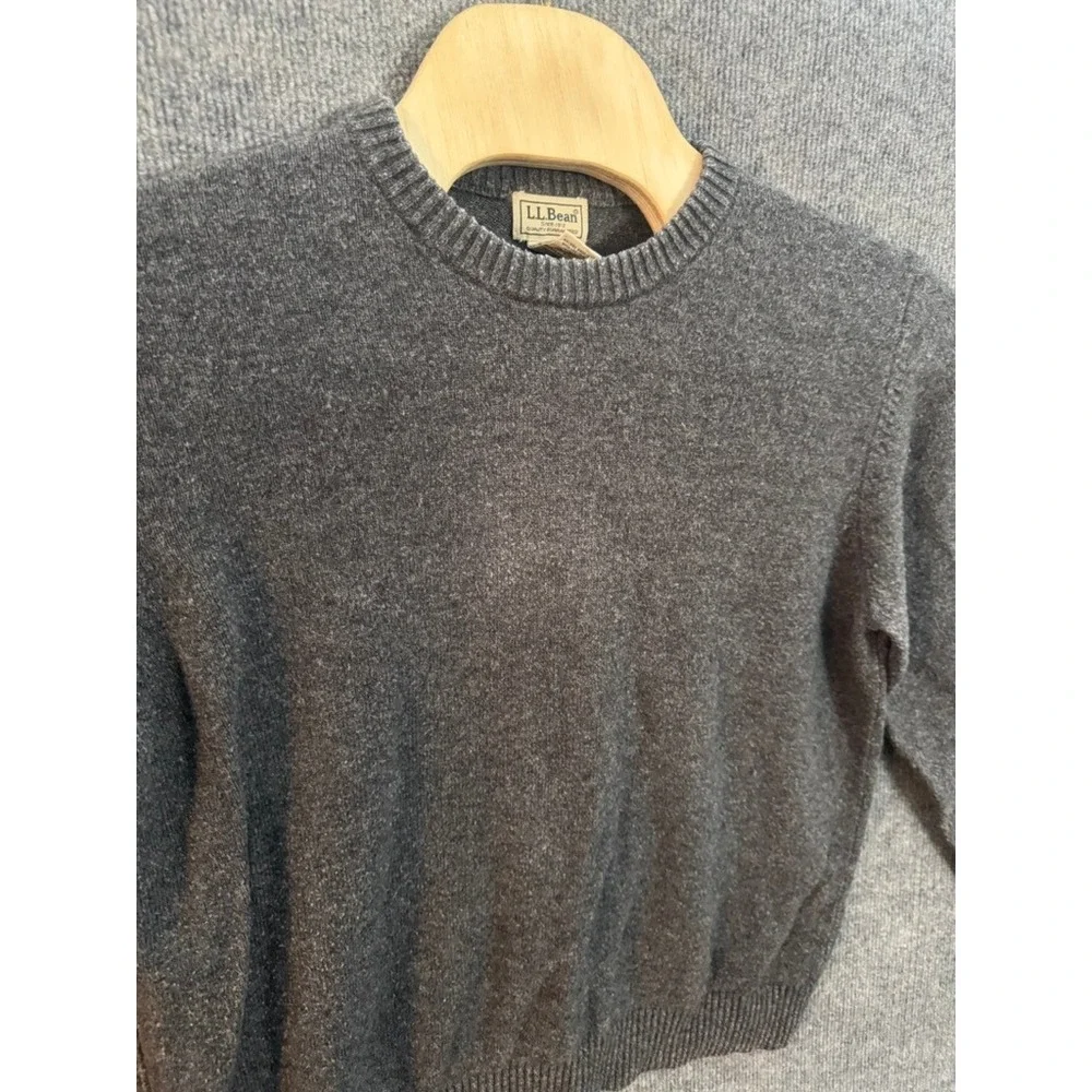 LL Bean Mens Lambswool Blend Crewneck Sweater Charcoal Gray Large L-REG 0BHX4 - Picture 4 of 7